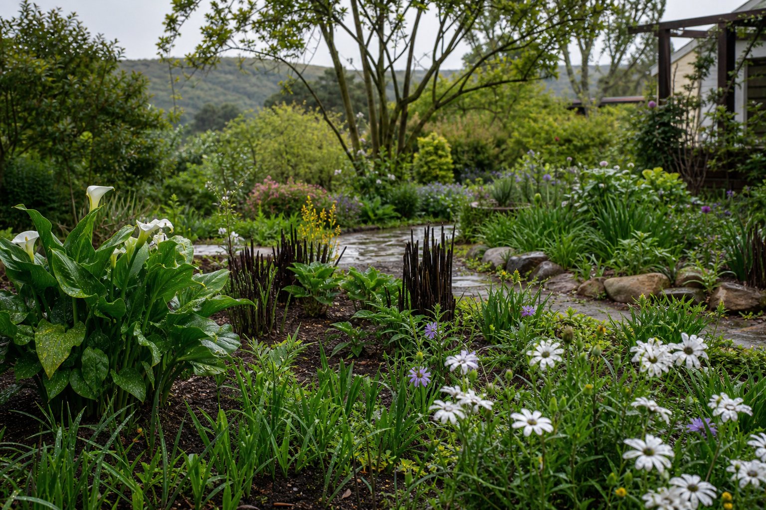 Seasonal planting in an indigenous garden